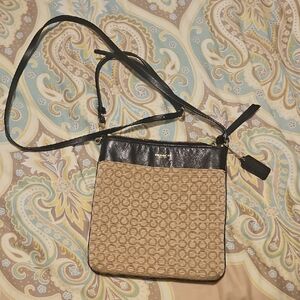 Coach Signature Black and Tan Crossbody Bag